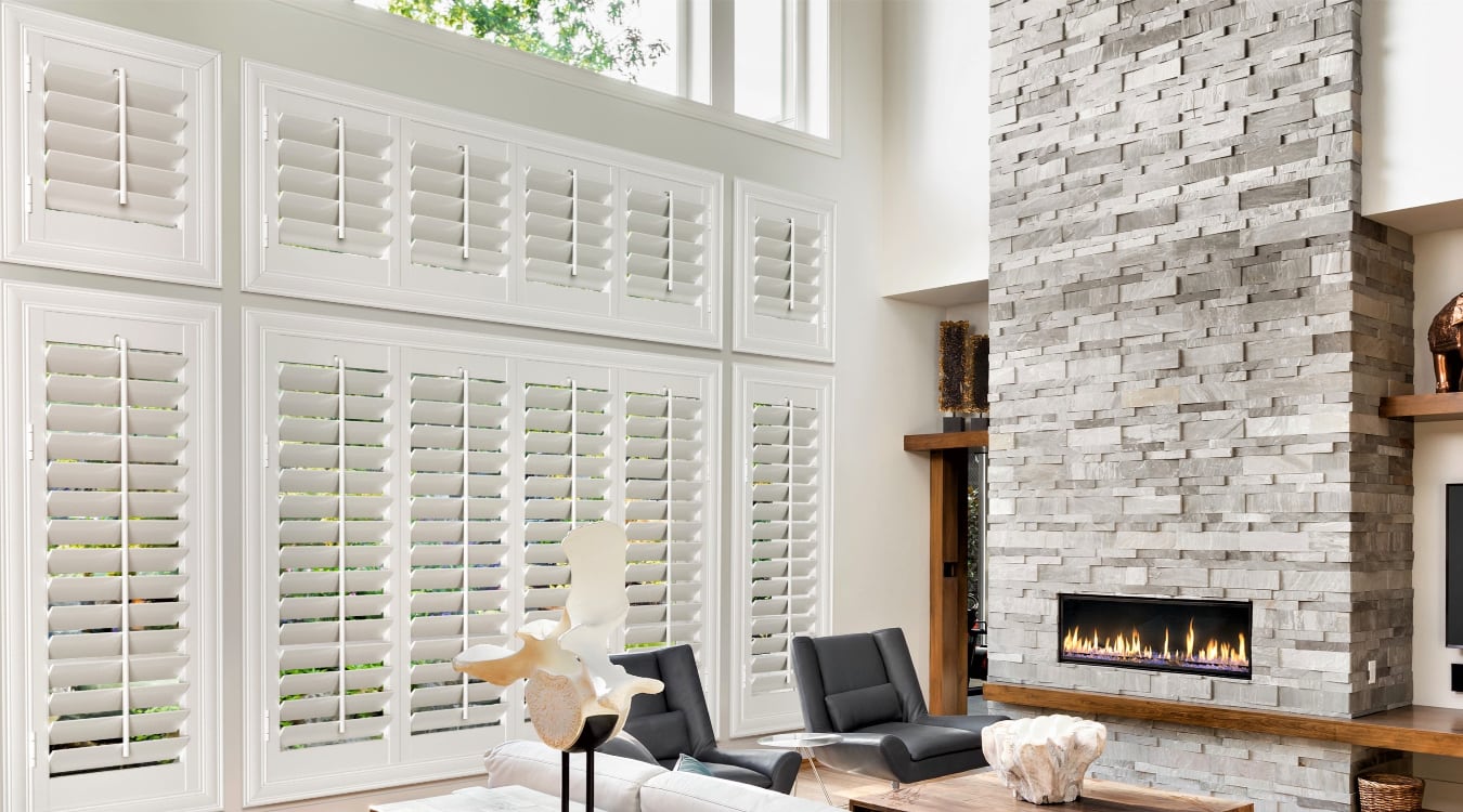 Tall Window Treatments Plantation shutters on tall windows
